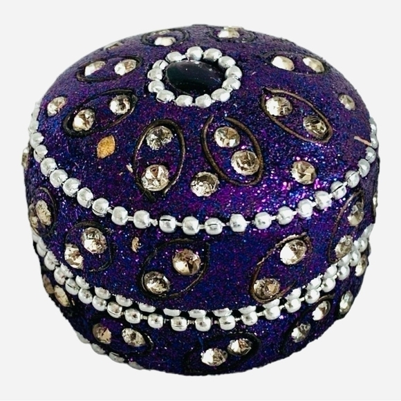 New Handmade Rhinestone Beads Embellished Travel Tea Light Candle Holder Tin Box - Picture 11 of 12